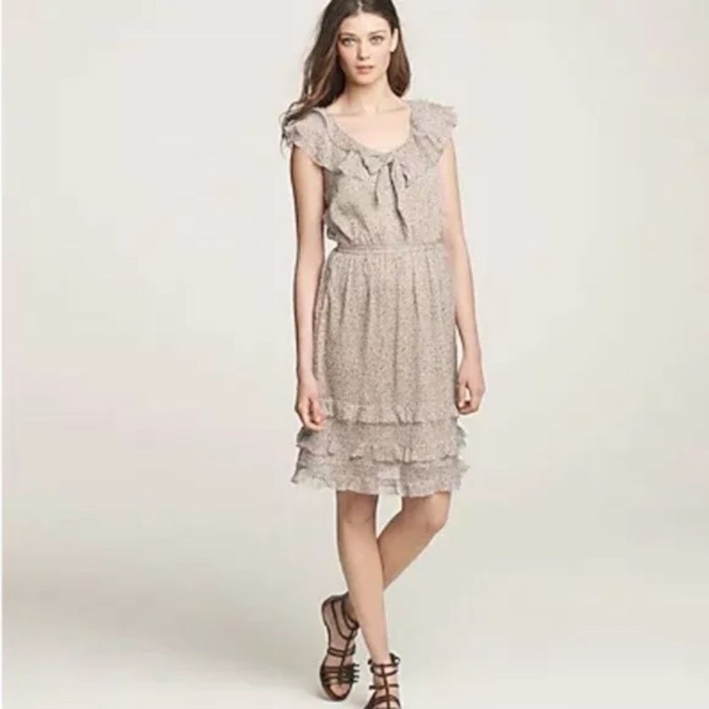 J. Crew Size 8 Lucinda Letour Silk Floral Midi Dress Fit Flare Cap Sleeve 40678